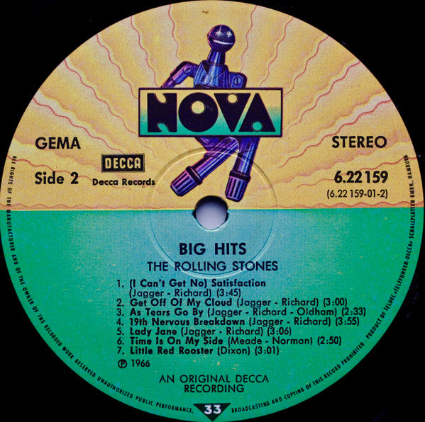 The Rolling Stones - Big Hits (High Tide And Green Grass) (1966) - VG+ LP Record 1976 Nova Germany Vinyl - Rock & Roll / Blues Rock - Shuga Records