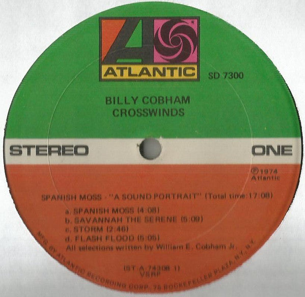 Billy Cobham - Crosswinds - Mint- LP Record 1974 Atlantic USA Original VSRP Sonic Recording Products Press Vinyl - Jazz / Fusion - Shuga Records