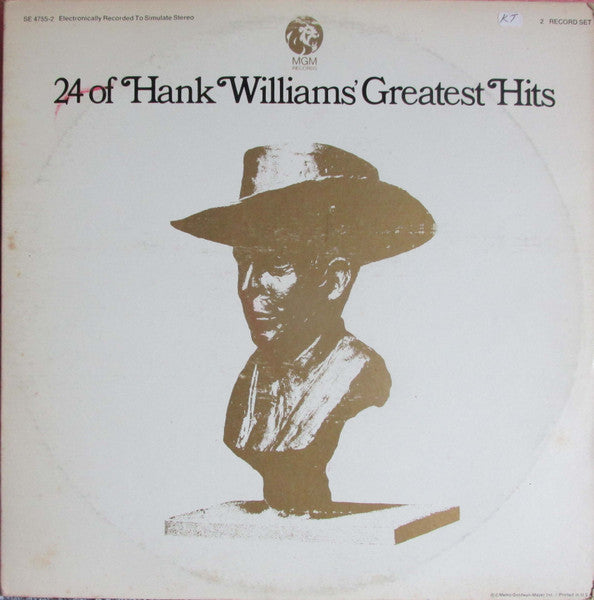 Hank Williams Jr - 24 Of Hank Williams' Greatest Hits - VG+ 2 LP Record 1971 MGM USA Vinyl - Country - Shuga Records