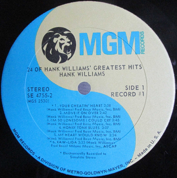 Hank Williams Jr - 24 Of Hank Williams' Greatest Hits - VG+ 2 LP Record 1971 MGM USA Vinyl - Country - Shuga Records