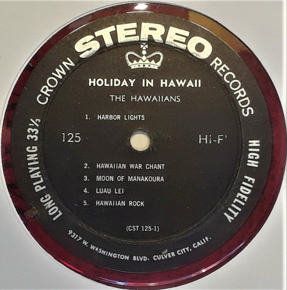 The Hawaiians - Holiday In Hawaii - VG+ (VG cover) LP Record 1958 Crown USA Red & Black Vinyl - World Music / Pacific / Exotica - Shuga Records