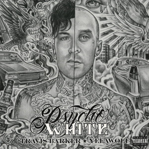 Travis Barker & Yelawolf - Psycho White - New EP Record 2014 La Salle USA White Vinyl - Hip Hop / Pop Rap / Ska - Shuga Records