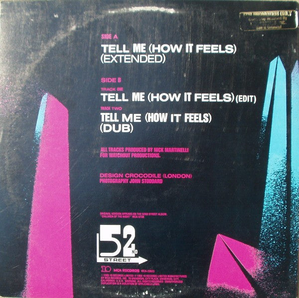 52nd Street - Tell Me (How It Feels) - Mint- 12" Single Record 1986 MCA USA Vinyl - Soul / Funk - Shuga Records