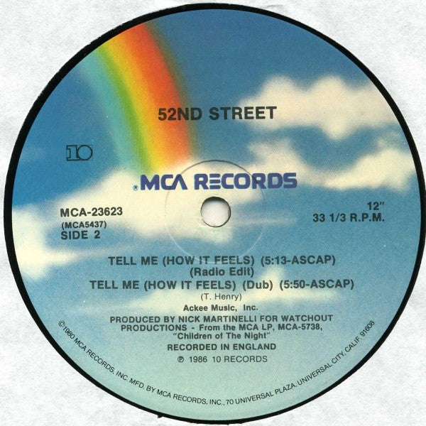 52nd Street - Tell Me (How It Feels) - Mint- 12" Single Record 1986 MCA USA Vinyl - Soul / Funk - Shuga Records
