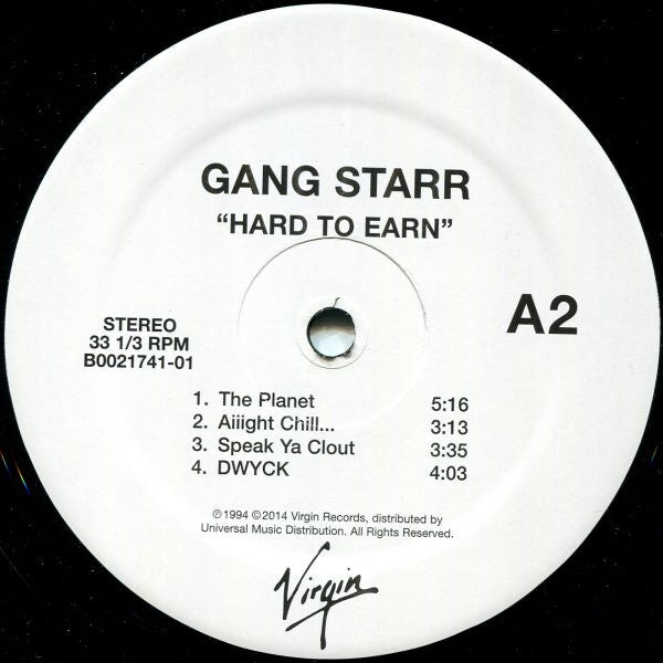Gang Starr - Hard To Earn (1993) - VG+ 2 LP Record 2014 Virgin USA 180 gram Vinyl - Hip Hop / Conscious - Shuga Records