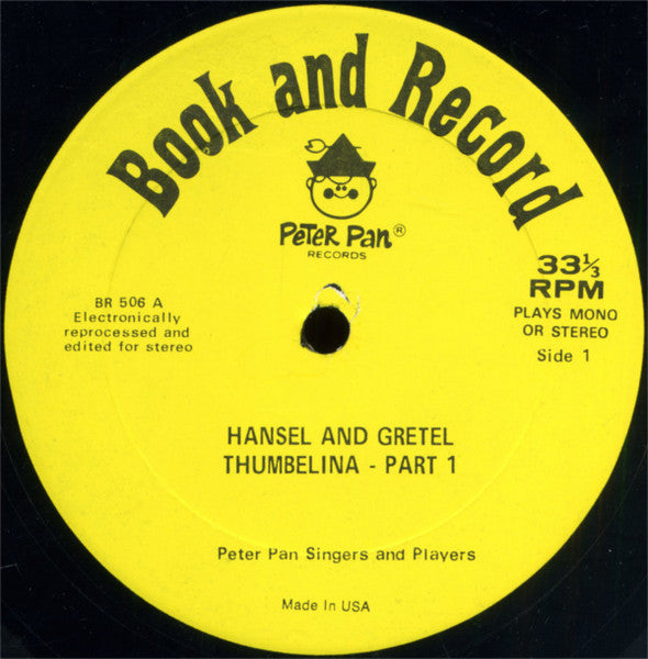 Peter Pan Singers And Players - Blinky, Thumbelina, Hansel And Gretel - VG+ LP Record 1973 Peter Pan USA Vinyl & Book - Children's / Story - Shuga Records