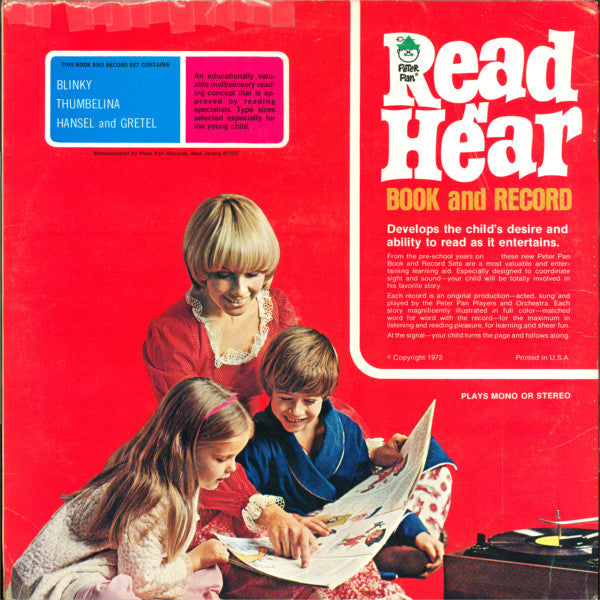 Peter Pan Singers And Players - Blinky, Thumbelina, Hansel And Gretel - VG+ LP Record 1973 Peter Pan USA Vinyl & Book - Children's / Story - Shuga Records