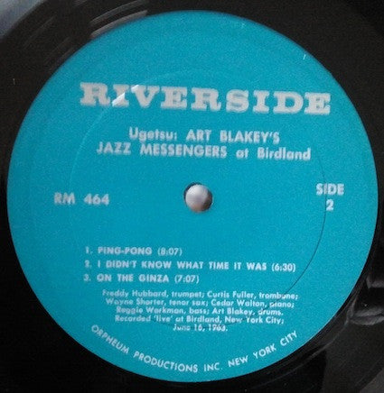 Art Blakey's Jazz Messengers - Ugetsu (1963) - VG+ LP Record 1966 Riverside USA Mono Vinyl - Jazz / Hard Bop - Shuga Records