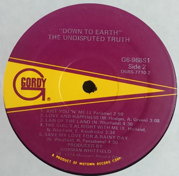 The Undisputed Truth - Down To Earth - VG+ (VG cover) LP Record 1974 Gordy USA Original Vinyl - Soul / Funk - Shuga Records