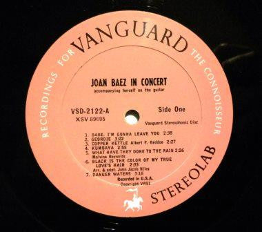 Joan Baez - In Concert (1962) - VG+ LP Record 1963 Vanguard Stereo USA Vinyl - Folk / Soft Rock - Shuga Records