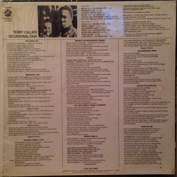 Terry Callier - Occasional Rain - VG+ LP Record 1972 Cadet USA Original Vinyl - RARE Soul / With Minnie Riperton - Shuga Records
