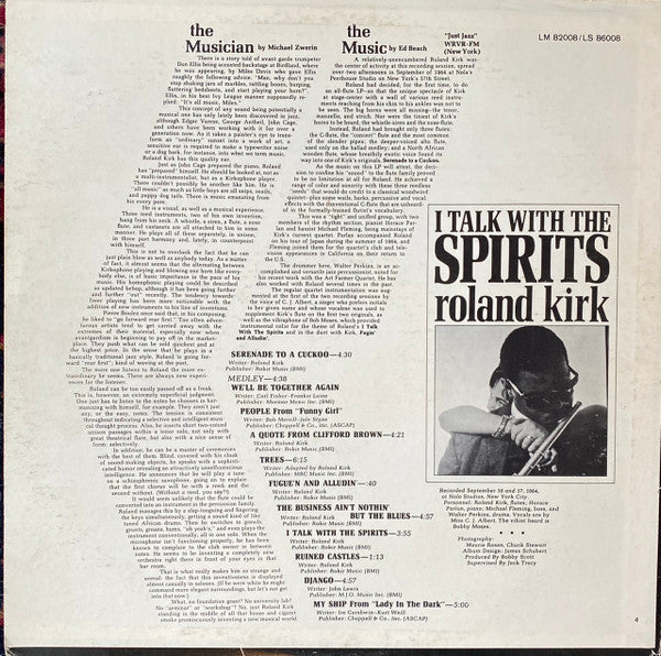 Roland Kirk - I Talk With The Spirits (1965) - VG+ LP Record 1968 Limelight USA Vinyl & Newspaper Clipping - Jazz / Free Jazz - Shuga Records