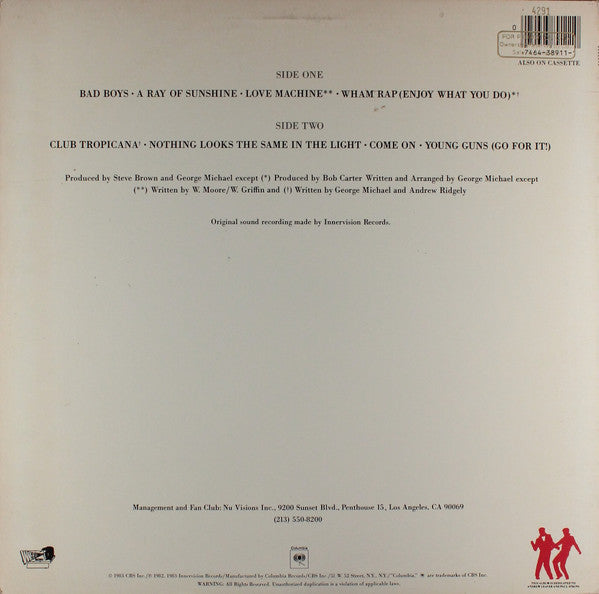 Wham! U.K. - Fantastic - Mint- LP Record 1983 Columbia Innervision USA Promo Vinyl - Synth-pop / Pop Rock - Shuga Records
