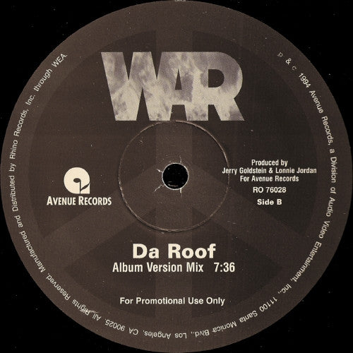 War ‎– Da Roof - Mint- 12" Single Record 1994 USA Vinyl Promo - Funk / R&B / New Jack Swing - Shuga Records