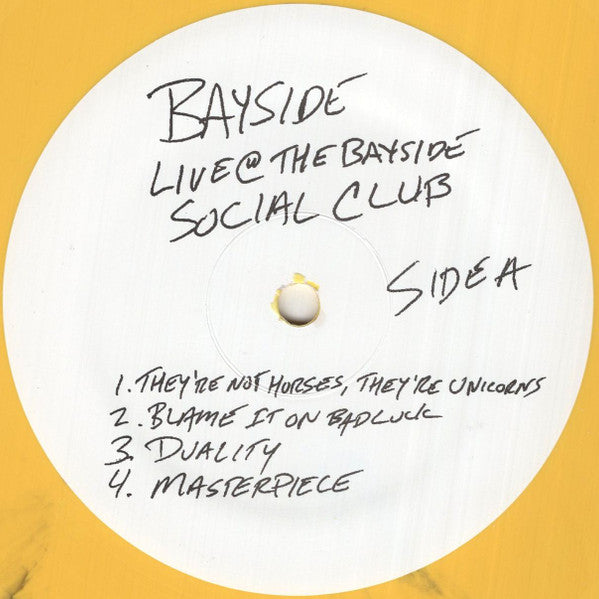 Bayside - Live @ The Bayside Social Club (2008) - Mint- 2 LP Record 2014 Victory USA Yellow Vinyl & Download - Pop Punk / Rock & Roll - Shuga Records