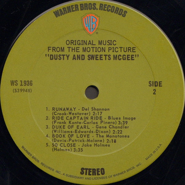 Various - Original Music From The Motion Picture Dusty And Sweets McGee - VG+ LP Record 1971 Warner USA Vinyl - Soundtrack - Shuga Records