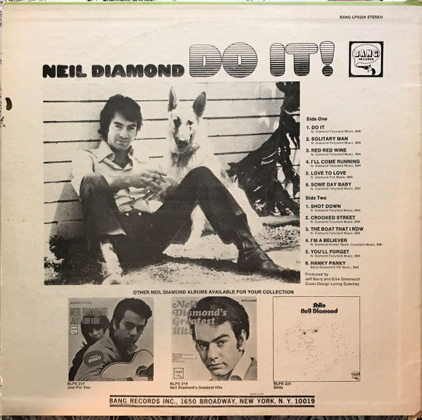 Neil Diamond - Do It! - VG+ LP Record 1971 Bang USA Stereo Original Vinyl - Pop Rock / Soft Rock - Shuga Records