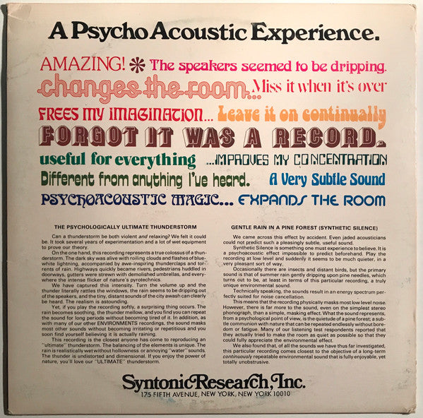 Irv Teibel - Environments (New Concepts in Stereo Sound Disc 4) - VG+ LP Record 1970 Syntonic Research USA Vinyl - Ambient / Field Recording / Therapy - Shuga Records