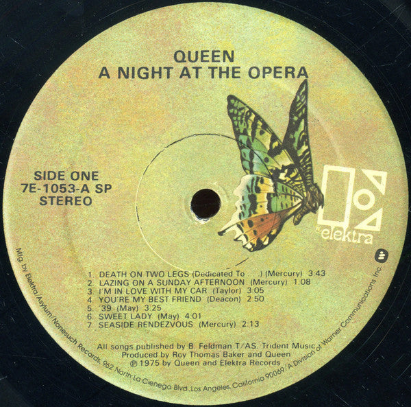 Queen - A Night At The Opera - VG+ LP Record 1975 Elektra USA Original Vinyl - Pop Rock / Classic Rock / Arena Rock - Shuga Records