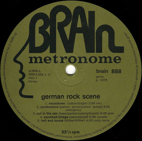 Various - German Rock Scene - VG+ LP Record 1973 Brain Germany Vinyl - Krautrock / Prog Rock - Shuga Records