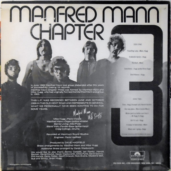 Manfred Mann Chapter Three - Manfred Mann Chapter Three - VG+ LP Record Polydor USA Vinyl - Psychedelic Rock - Shuga Records