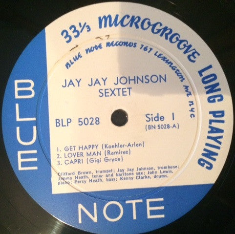Jay Jay Johnson Sextet – Jay Jay Johnson - VG+ 10" LP Record 1953 Blue Note Mono Original Vinyl - Jazz / Bop - Shuga Records
