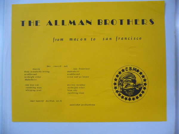 The Allman Brothers Band - Coast To Coast - VG+ 2 LP Record 1973 Contra Band Music Comet USA Live Unofficial Black Vinyl - Southern Rock / Blues Rock / Classic Rock - Shuga Records