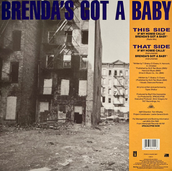 2Pac - If My Homie Calls / Brenda's Got A Baby - VG+ 12" Single Record 1992 Interscope USA Vinyl - Hip Hop / Gangsta - Shuga Records