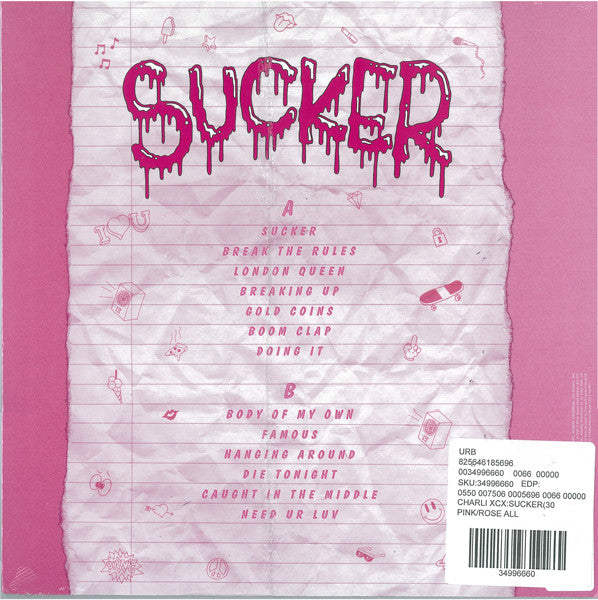 Charli XCX - Sucker - Mint- LP Record 2015 Atlantic Neon Gold Urban Outfitters Exclusive Pink Vinyl & Sticker Sheet - Pop - Shuga Records