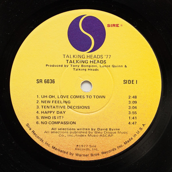 Talking Heads - Talking Heads: 77 - VG+ LP Record 1977 Sire Original Press USA Vinyl & Matching Inner Sleeve - Pop Rock / New Wave - Shuga Records