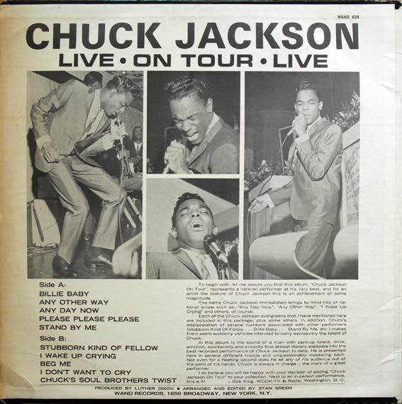 Chuck Jackson – On Tour - VG+ LP Record 1964 Wand USA Mono Vinyl - Soul / Rhythm & Blues - Shuga Records