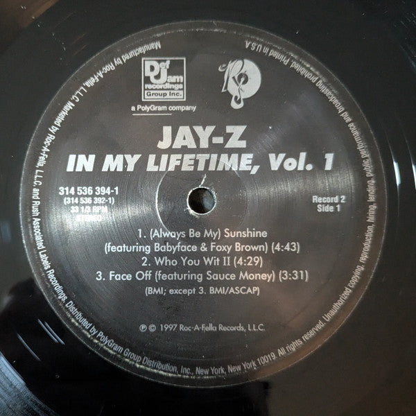 Jay-Z - In My Lifetime, Vol. 1 (1997) - Mint- 2 LP Record 2014 Roc-A-Fella USA Vinyl - Hip Hop - Shuga Records