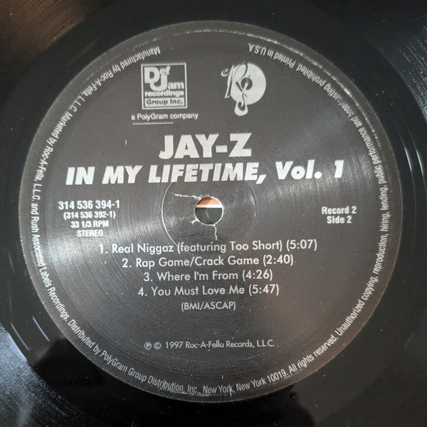 Jay-Z - In My Lifetime, Vol. 1 (1997) - Mint- 2 LP Record 2014 Roc-A-Fella USA Vinyl - Hip Hop - Shuga Records
