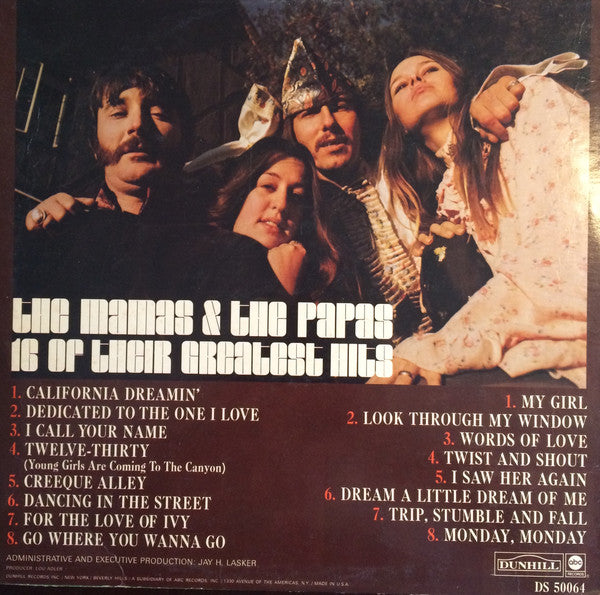 The Mamas & The Papas - 16 Of Their Greatest Hits - VG+ LP Record 1969 ABC/Dunhill USA Original Vinyl - Soft Rock / Folk Rock - Shuga Records