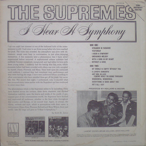 The Supremes ‎– I Hear A Symphony - VG+ LP Record 1966 Motown USA Stereo Vinyl - Soul - Shuga Records