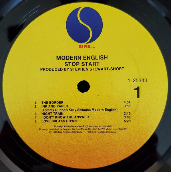 Modern English - Stop Start - Mint- LP Record 1984 Sire USA Original Vinyl - New Wave / Synth-Pop - Shuga Records