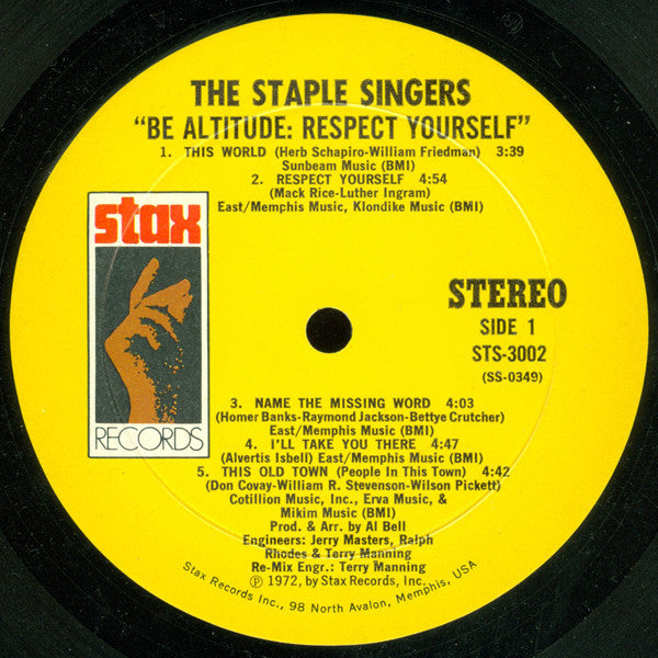 The Staple Singers - Be Altitude: Respect Yourself (1971) - New LP Record 2020 Stax Craft 180 gram Vinyl - Soul / Gospel - Shuga Records