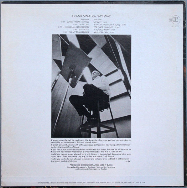 Frank Sinatra - My Way - VG+ LP Record 1969 Reprise USA Vinyl - Jazz / Big Band / Pop - Shuga Records