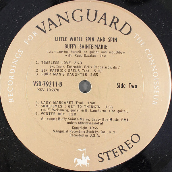 Buffy Sainte-Marie - Little Wheel Spin And Spin - VG+ LP Record 1966 Vanguard USA Vinyl - Folk - Shuga Records