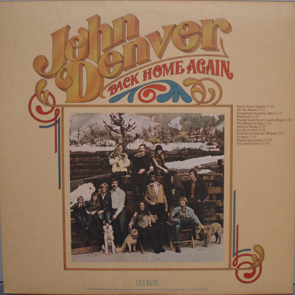 John Denver - Back Home Again - Mint- LP Record 1974 RCA USA Vinyl - Folk Rock / Soft Rock - Shuga Records