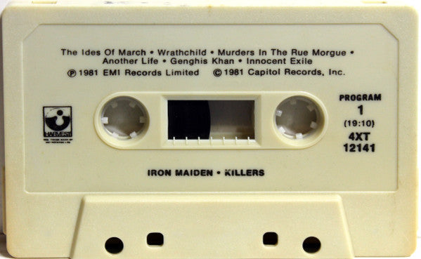 Iron Maiden - Killers - VG+ Cassette 1981 Harvest USA Original Tape - Hard Rock / Heavy Metal - Shuga Records