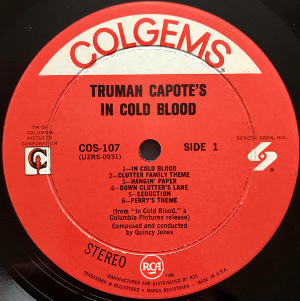 Quincy Jones – In Cold Blood - Mint- (VG cover) LP Record 1967 USA Vinyl - Soundtrack / Soul-Jazz / Funk - Shuga Records