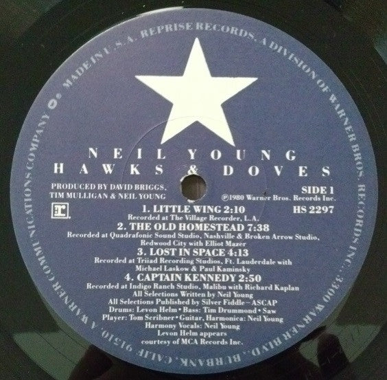 Neil Young - Hawks & Doves - Mint- LP Record 1980 Reprise USA Original Vinyl - Classic Rock / Folk Rock - Shuga Records
