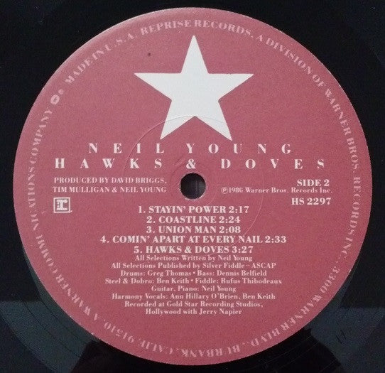Neil Young - Hawks & Doves - Mint- LP Record 1980 Reprise USA Original Vinyl - Classic Rock / Folk Rock - Shuga Records