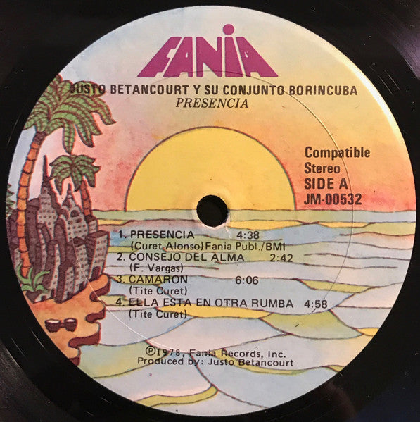 Justo Betancourt Y Su Conjunto Borincuba - ¡Presencia! - VG+ LP Record 1978 Fania USA Original Vinyl - Latin / Salsa / Merengue - Shuga Records