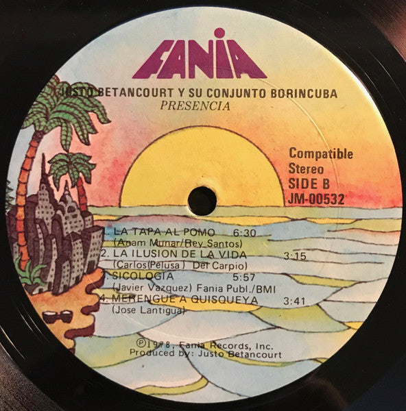Justo Betancourt Y Su Conjunto Borincuba - ¡Presencia! - VG+ LP Record 1978 Fania USA Original Vinyl - Latin / Salsa / Merengue - Shuga Records