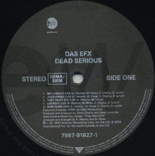 Das EFX - Dead Serious - Mint- (VG+ cover) LP Record 1992 EastWest Germany Original Vinyl - Hip Hop - Shuga Records