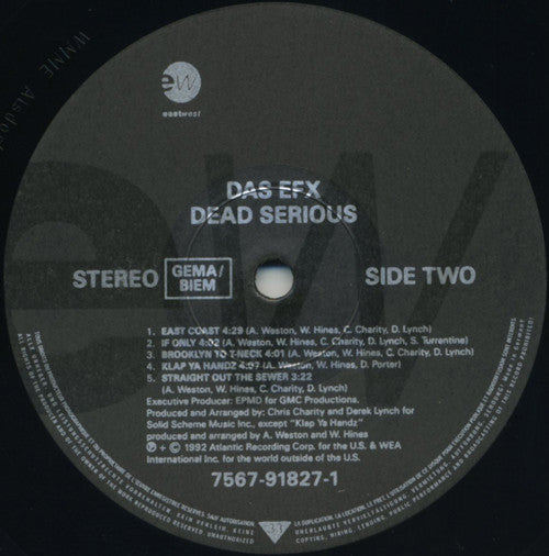 Das EFX - Dead Serious - Mint- (VG+ cover) LP Record 1992 EastWest Germany Original Vinyl - Hip Hop - Shuga Records