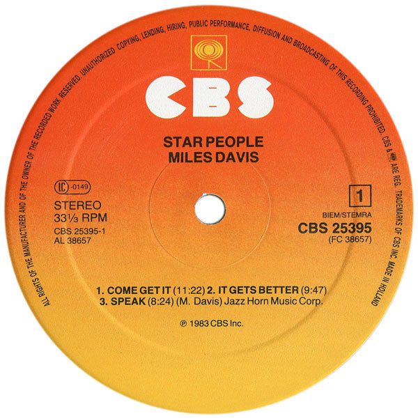 Miles Davis - Star People - VG+ LP Record 1983 Columbia Europe Original Vinyl - Jazz / Fusion - Shuga Records