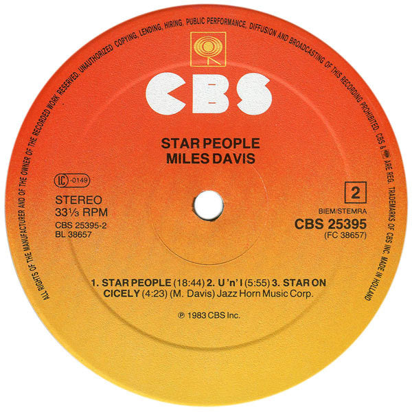 Miles Davis - Star People - VG+ LP Record 1983 Columbia Europe Original Vinyl - Jazz / Fusion - Shuga Records